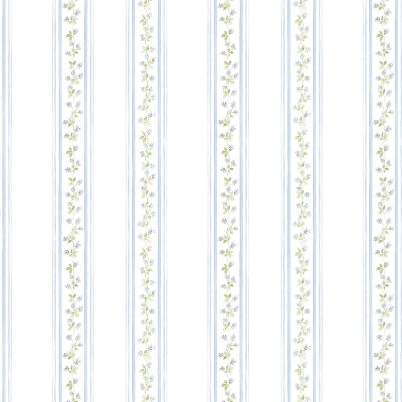 Papier peint à rayures lilas 32,7 pi x 20,5 po Amaranthine, Bleu / mauve