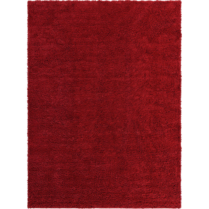 Tapis à poils longs Ashmita de couleur rouge ambre, Rectangle 10 pi x 13 pi