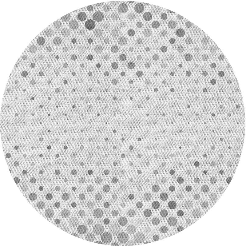 Tapis gris à pois en laine, Rond 6 pi