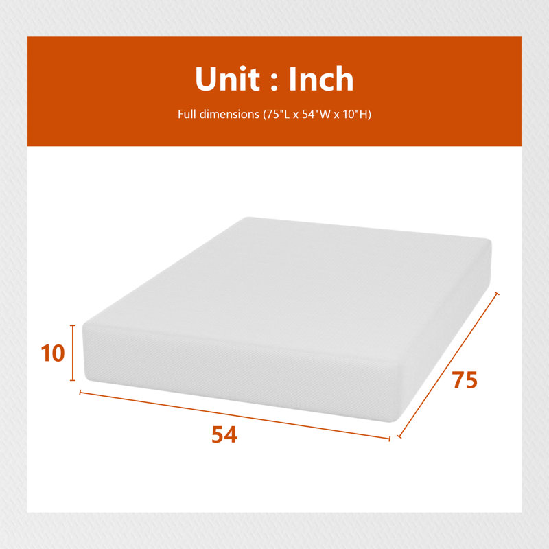 Alwyn Home Meridianville Medium Memory Foam Mattress, Full, 10"
