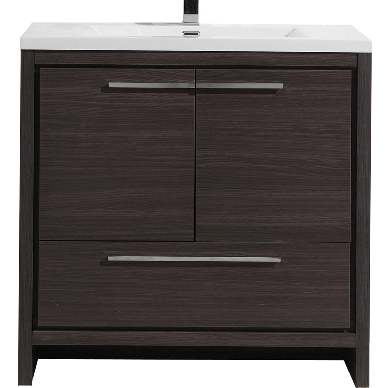 Lefebvre 35.5" Single Bathroom Vanity Set, Gray Oak