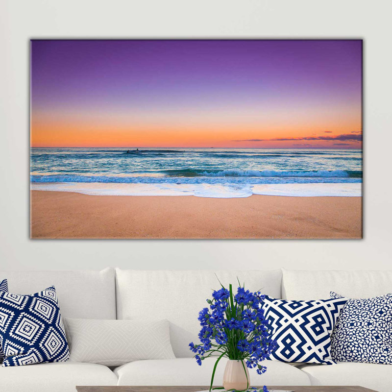 « purple sky torquoise eaux », reproduction d’impression sur toile tendue, H 36 po x l 60 po x P 1,5 po