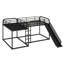 Full And Twin Size L-Shaped Bunk Bed With Slide And Short Ladder-319632278