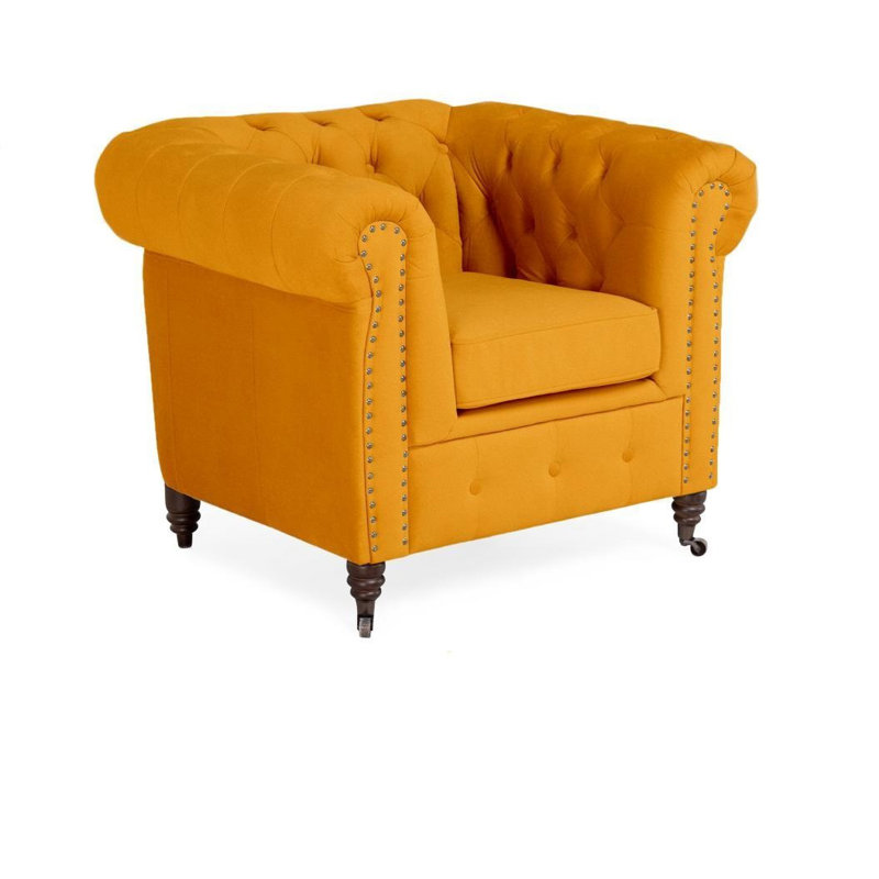 Lakefront Velvet Armchair, Yellow
