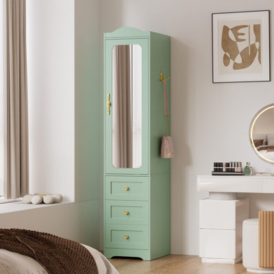 Right Armoires Wardrobe Closet & Wardrobe Cabinet With 3 Drawers And Mirror & Storage Cabinet With Hanging Rod & Sensor Light by House of Hampton