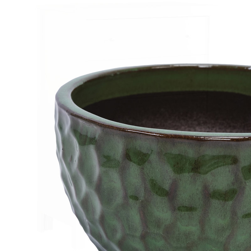 Ensemble de 3 pots de fleurs faits à la main en céramique, texture martelée bleu de cobalt, parfait pour les plantes grasses et les violettes, pour une utilisation intérieure et extérieure