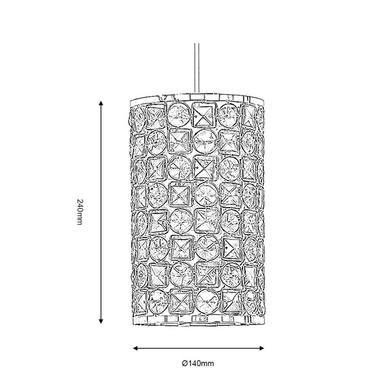 Emilee 1 - Light Cylinder Pendant, 24cm H x 14cm W