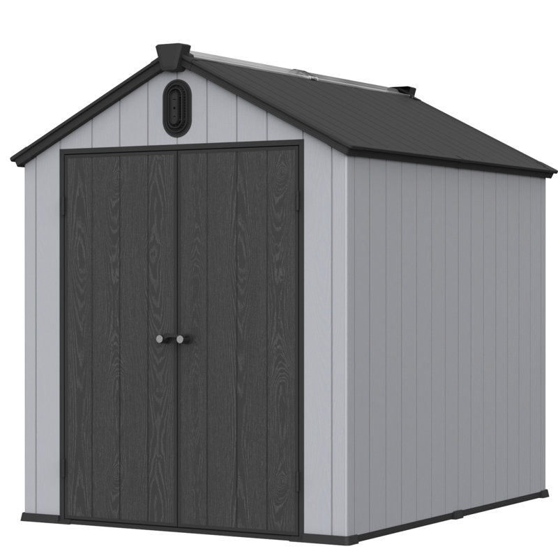 Remise de rangement pour outils 6 * 8Ft avec toit - plastique, installation extérieure