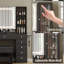 Dressing Table with LED Mirror, 6 Drawers, 2 Cabinets and 3 Open Shelves, Power Outlet, Glass Top-452265960