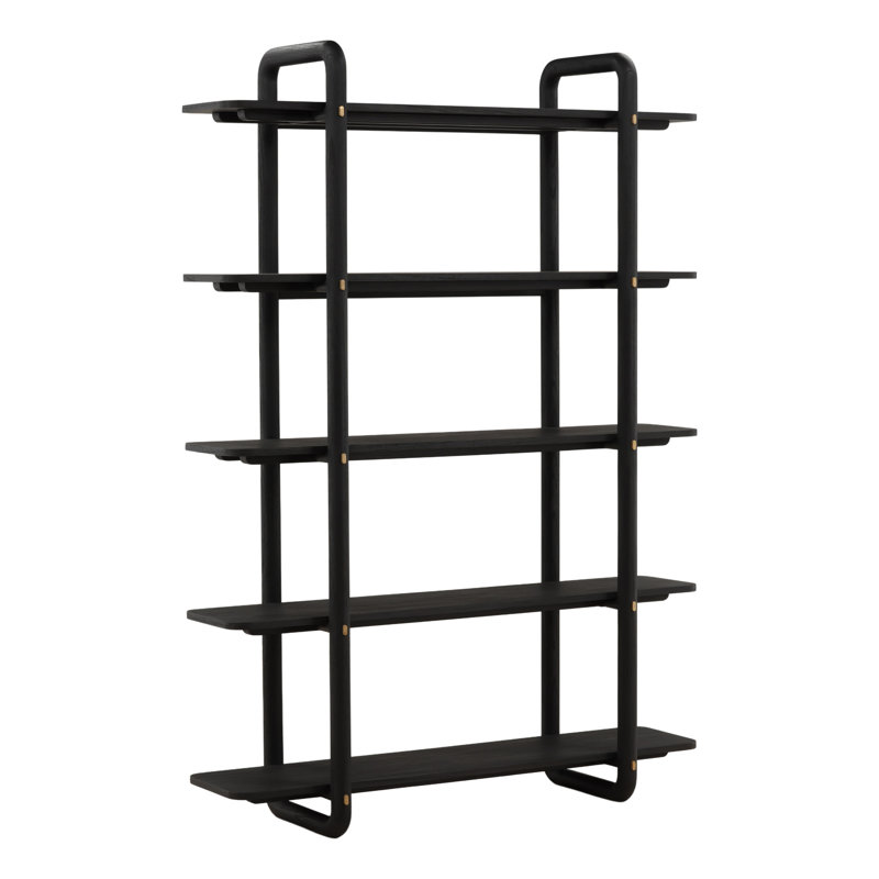 77.4" H x 55.12" W Orwell Mindi Wood Veneer Storage Bookcase in Black