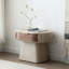 Table de chevet moderne sur pied d'aspect travertin avec tiroir en noyer - Entièrement assemblée - 71 cm (L) x 48 cm (P) x 52 cm (H)