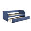 Lit de jour moderne moderne avec lit gigogne en tissu texturé bleu-1376843316