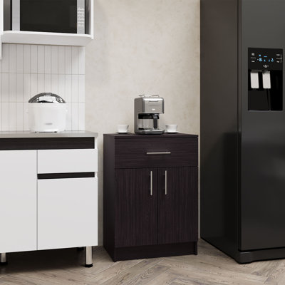 Armoire garde-manger à un tiroir, deux tablettes intérieures en wengé noir Mayorca
