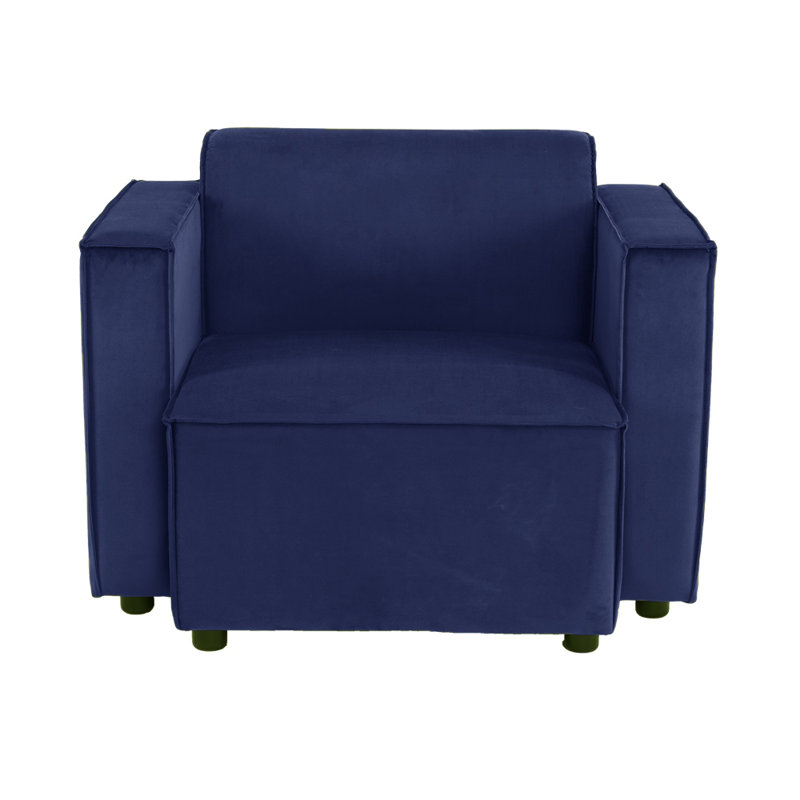 Necie Linen Sofa, 1, Dark Blue