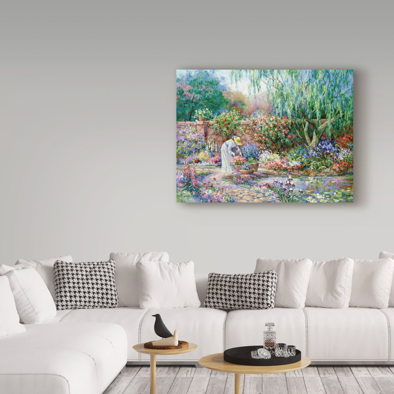 " Her Garden " by Barbara Mock, 14" H x 19" W x 2" D