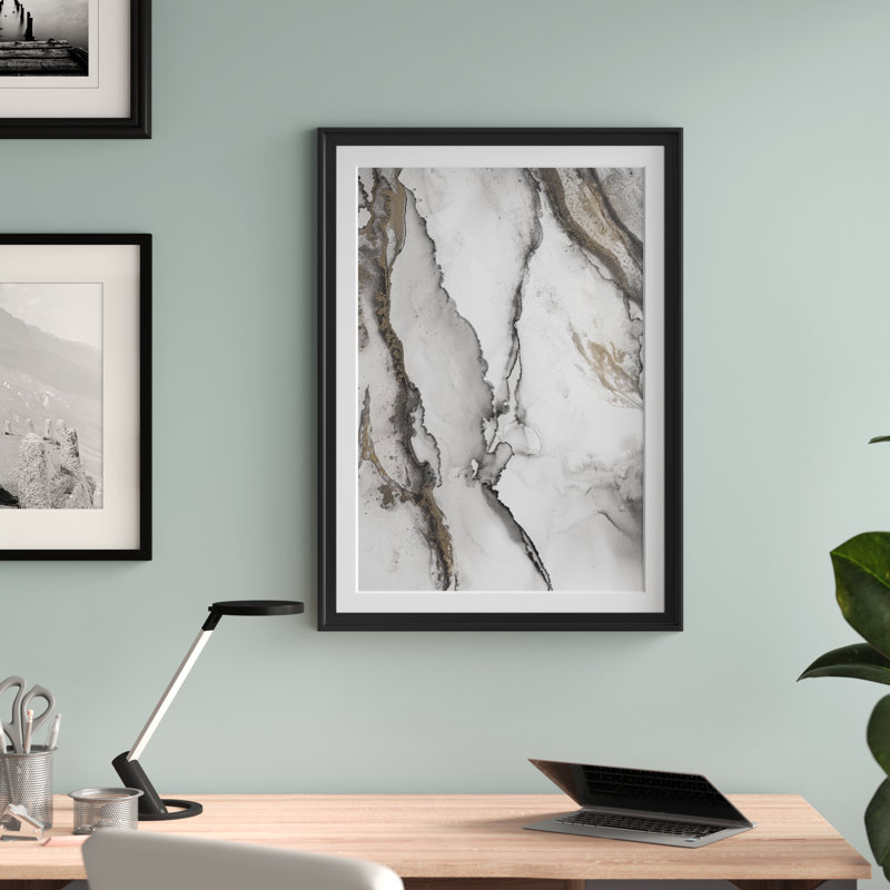 «Abstract Ink Fantasy I» - reproduction de cadre photo, H 42,5 po x l 30,5 po, Toile avec cadre doré, Pas de tapis