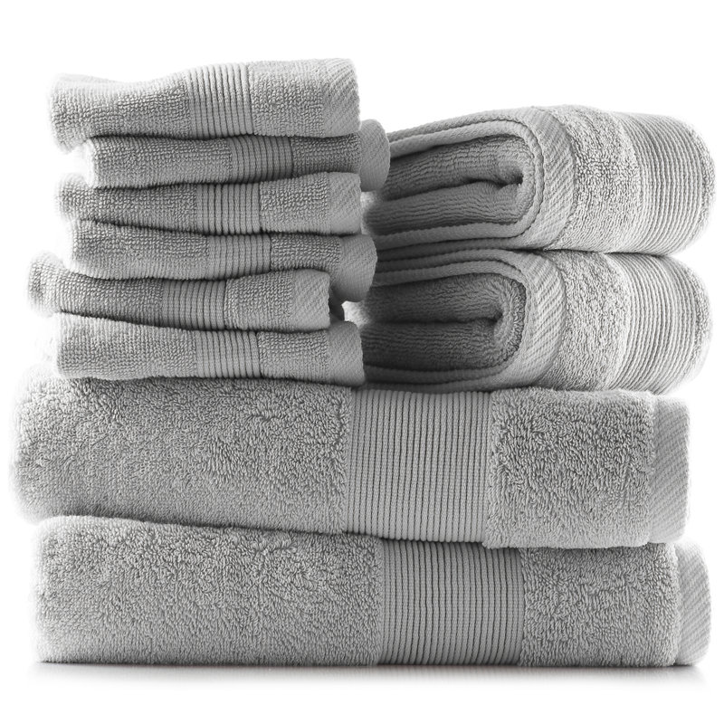 Danni-Lee Ultra Soft and Absorbent 10 Piece 100% Cotton Towel Set., Gray