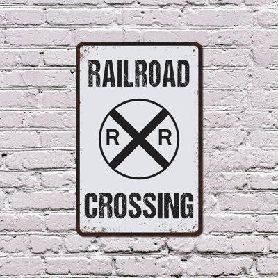 Railroad Crossing 8 Inch x 12 Inch Plastic Sign