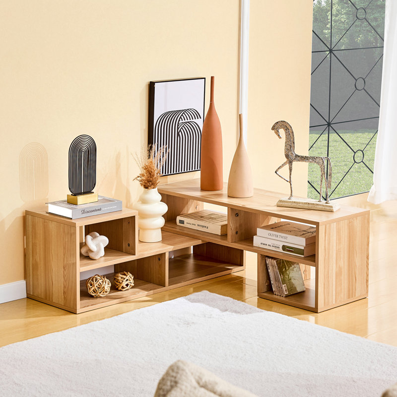 Meuble télé modulaire avec rangement ouvert, Light Wood