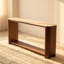 Ovelo Natural Oak Console Table with Travertine Top – Modern Entryway Sofa Table with Shelf-2004187119
