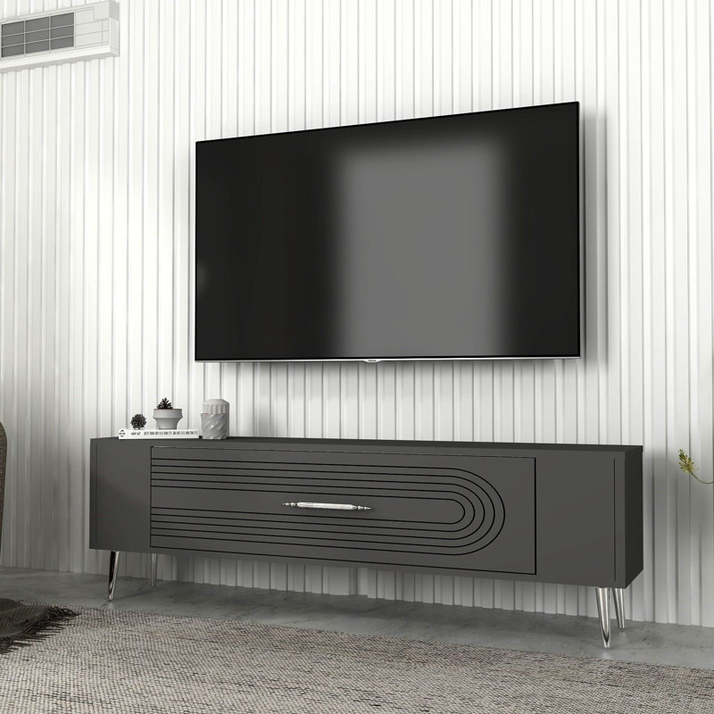 Olivia TV Stand, Grey/Silver, 120cm