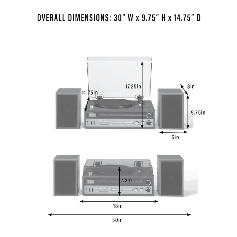 2 - Speed Turntable Decorative Record Player with Bluetooth