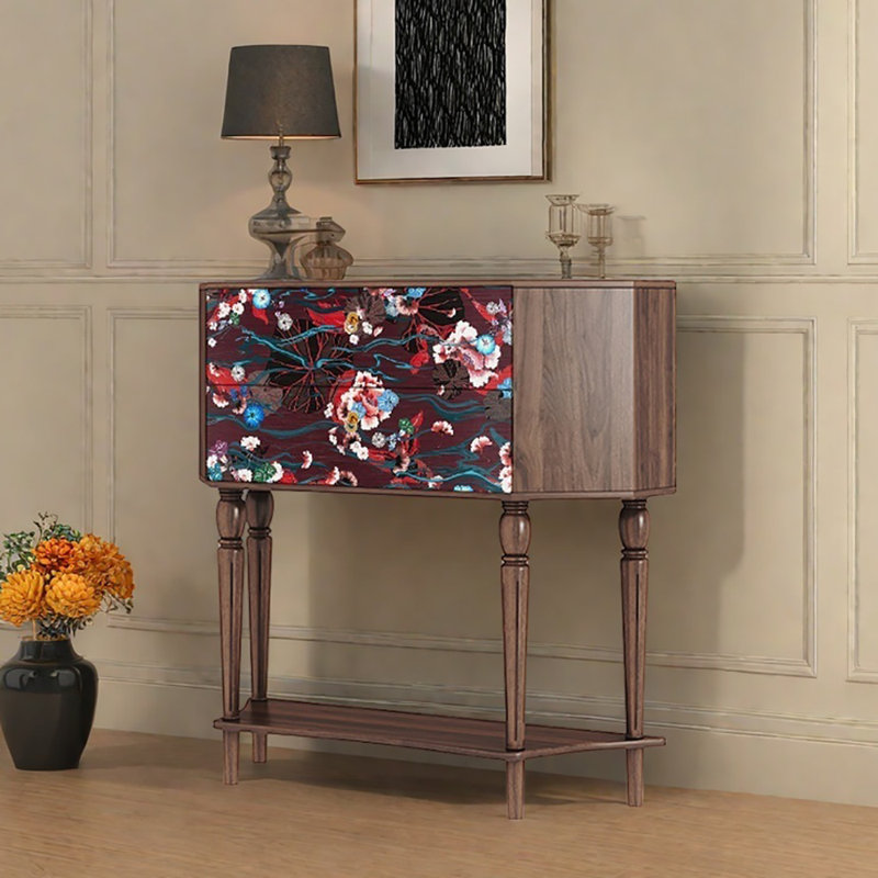Buffet 33,5 po à deux tiroirs de style rétro, Brown