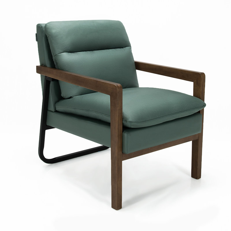 Dentrell Faux Leather Armchair, Green Faux Leather