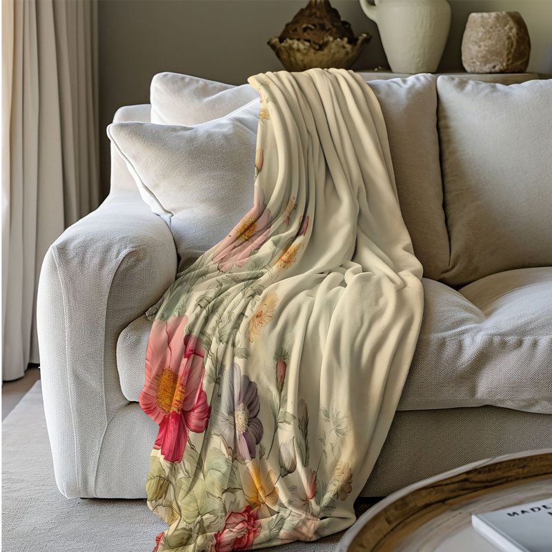 Nostalgic Flowers - 1 pièce Sherpa Premium, Grand lit