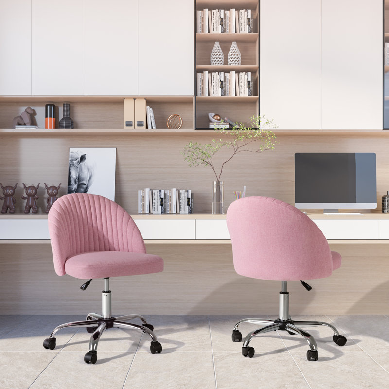 Easterly Upholstered Armless Task Office Chair, Pink, Silver