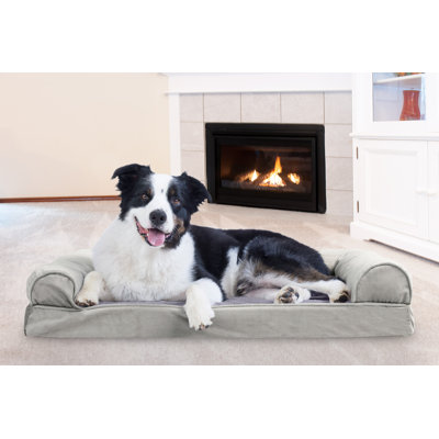 Faux Fur & Velvet Bolster Sofa Style Pet Bed