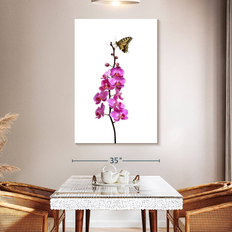 Brampt Butterfly On Orchid Stalk, 51" H x 34" W