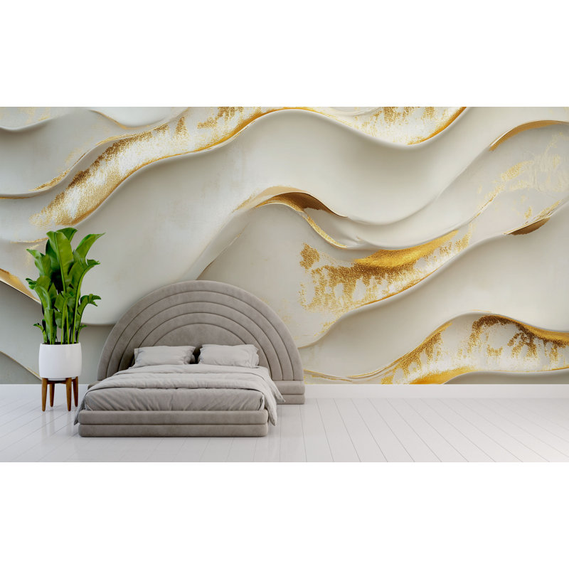 Murale texturée dorée - Papier peint décoratif de luxe 3D moderne, L 75 po x l 50 po, Non tissé