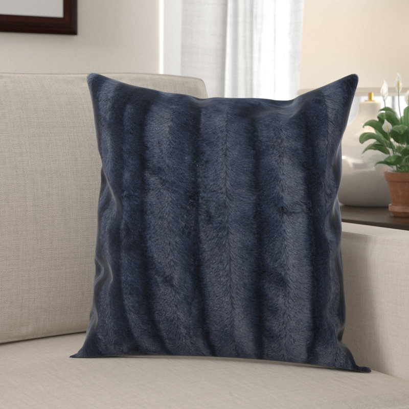 Gray Faux Fur and Microplush 20" x 20" Throw Pillows Set