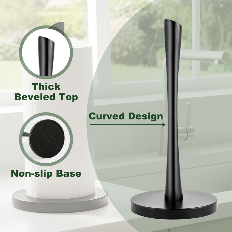 Stainless Steel Freestanding Organizer Stand: Matte Black Finish, Ideal For Large Rolls In Kitchen & Bathroom
