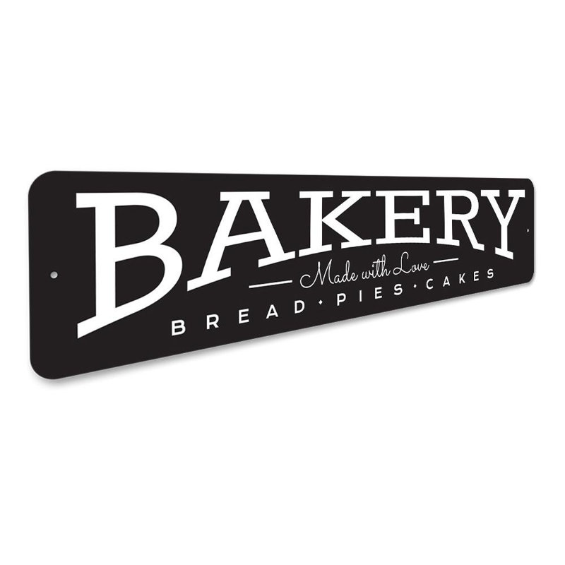 Enseigne en aluminium Made with Love Bakery, H 6 po x l 24 po x P 0,06 po