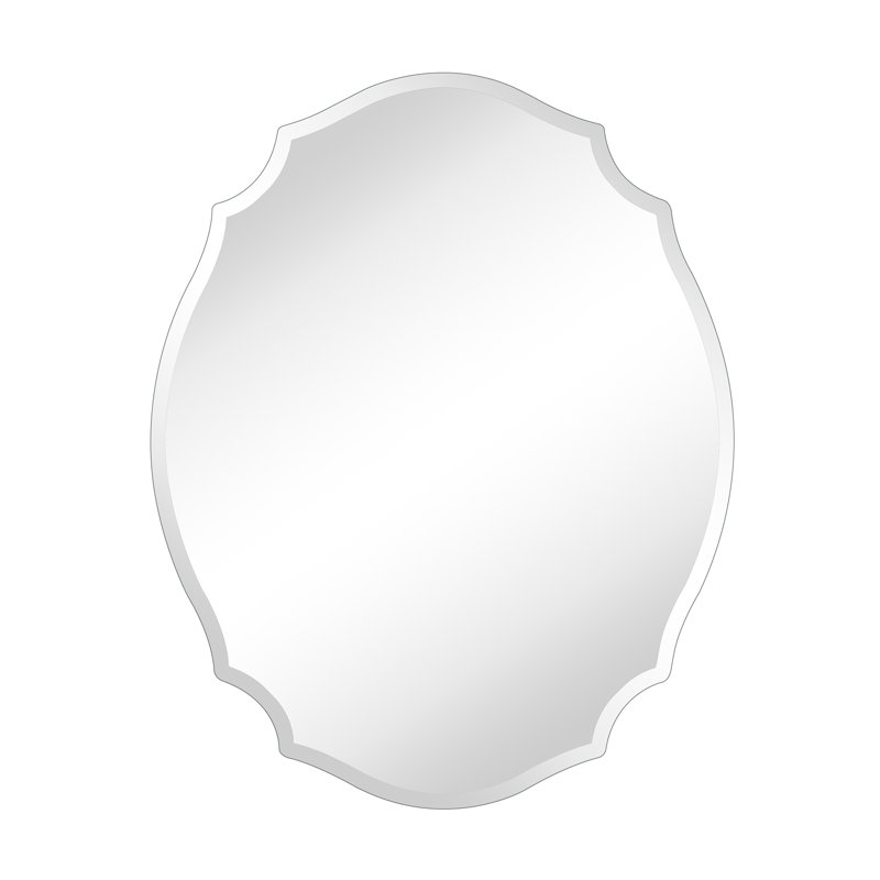 Marlawe Frameless Irregular Oval Medicine Cabinet Mirror with Adjustable Shelves, 24" x 19"