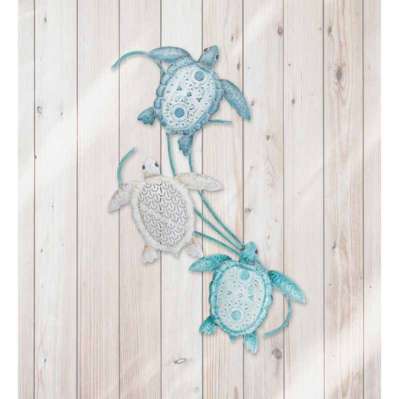17 Inch 3 Sea Turtle Wall Decor Metal Wall Décor Standard