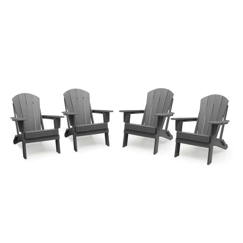 Aulika HDPE Plastic Weather-Resistant Adirondack Chair, Gray