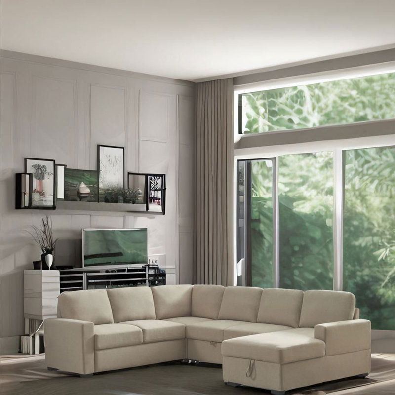 Canapé modulaire 4 pièces Calliegh, Lin beige
