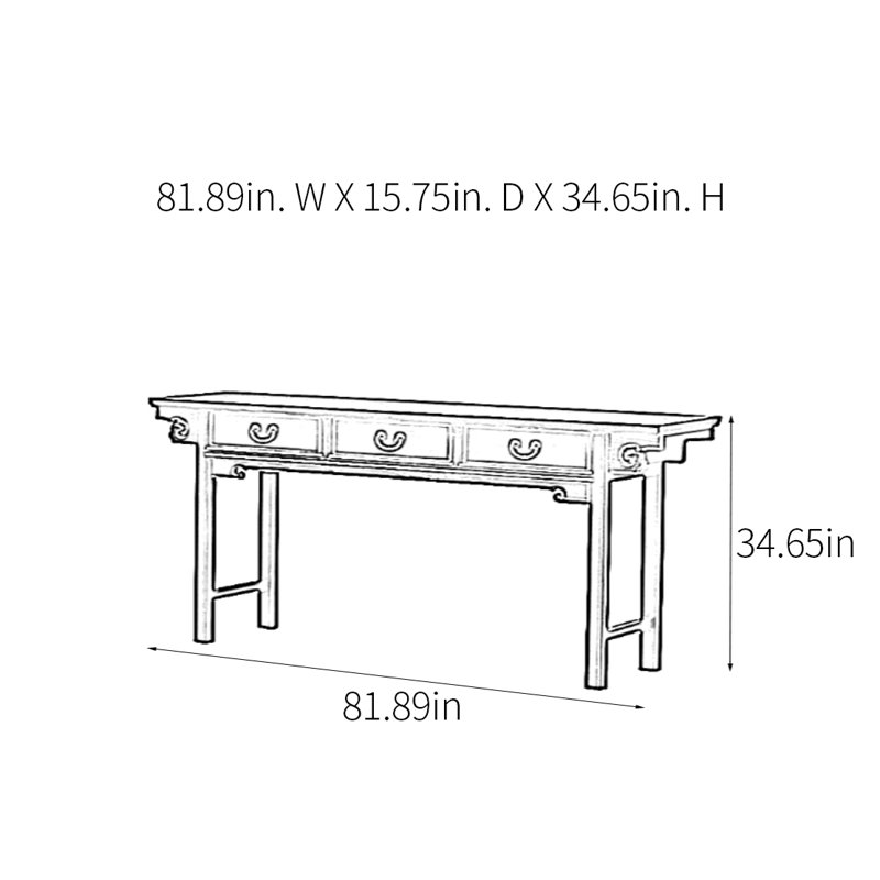 Console Retro Classical Minimalist, H 34,65 po x l 81,89 po x P 15,75 po