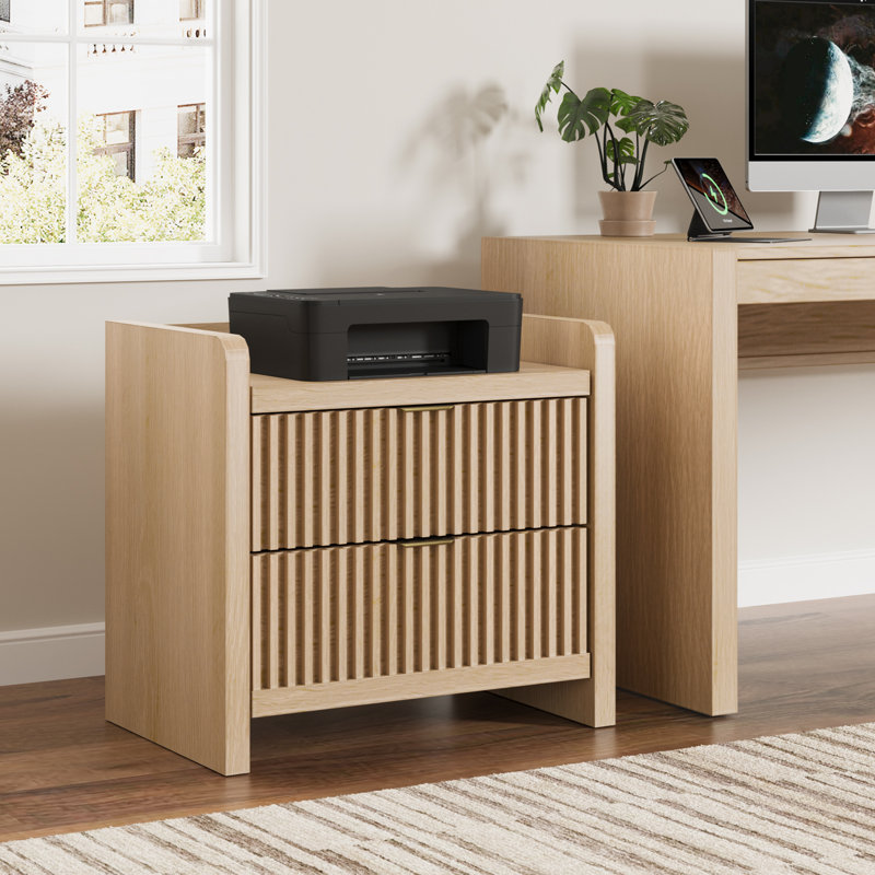 Ensemble de tables de chevet à 2 cannelures avec station de charge - table de chevet moderne à 2 tiroirs de 25 po de hauteur, grande table de chevet pour la chambre à coucher, canapé