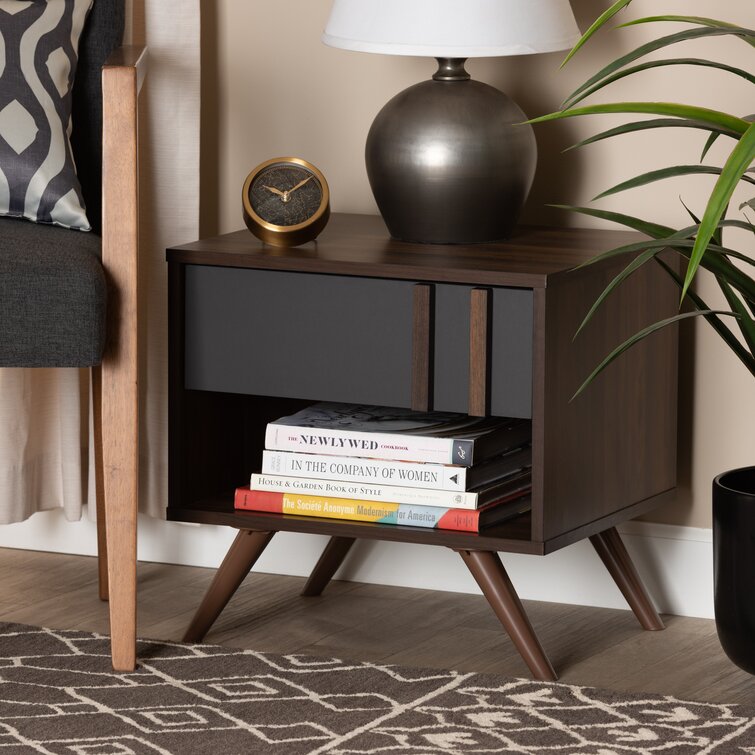 Harwood 1 - Drawer Nightstand in Gray/Walnut