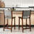 24" Seat Height Counter Stools Set of 2, Faux Leather Woven Strips Upholstery with Walnut Finish Solid Wood Frame, Bar Stools for Kitchen Island, Pub & Living Room, Gray