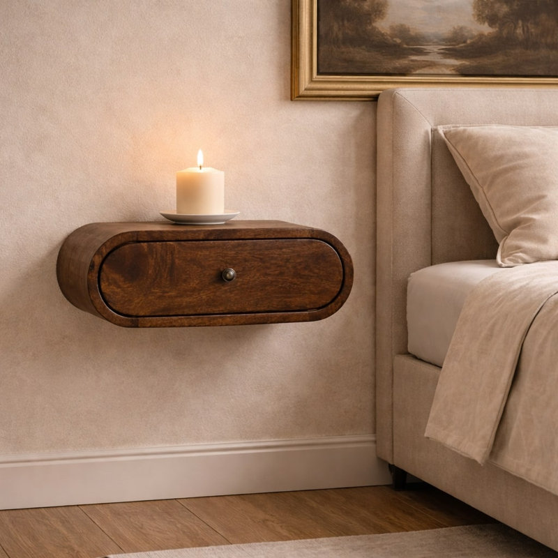 Rounded Wall-mounted Bedside In Classic Grey