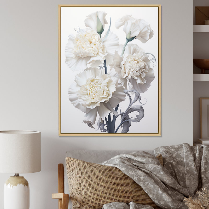 Monochromes minimalisme œillets II sur toile, Cadre naturel flottant, H 32 po x l 16 po x P 1 po