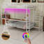 Lit superposé double au-dessus d'un lit double avec bureau intégré et éclairage à DEL - conception loft peu encombrante pour enfants et adolescents, structure robuste, assemblage facile, parfait pour les chambres à coucher et les dortoirs