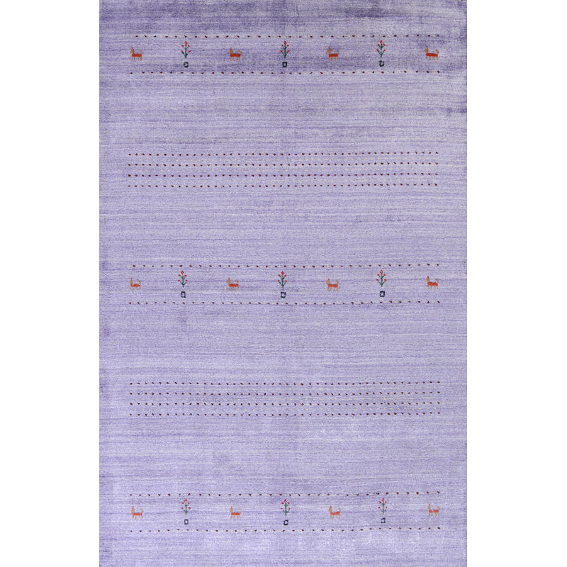 Violet Wool Gabbeh Oriental Area Rug 5x8