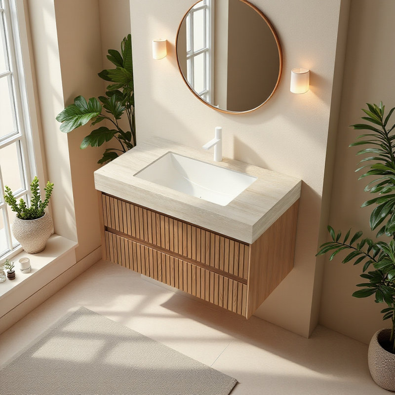 Meuble-lavabo 36 po avec dessus en pierre frittée pré-assemblé 36 po, 36"