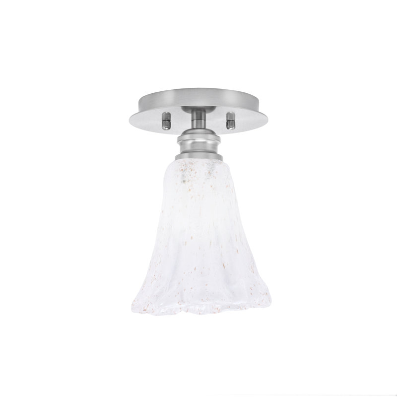 Edge 1 Light Semi-Flush With 5.5" Fluted Italian Ice Glass, Brushed Nickel